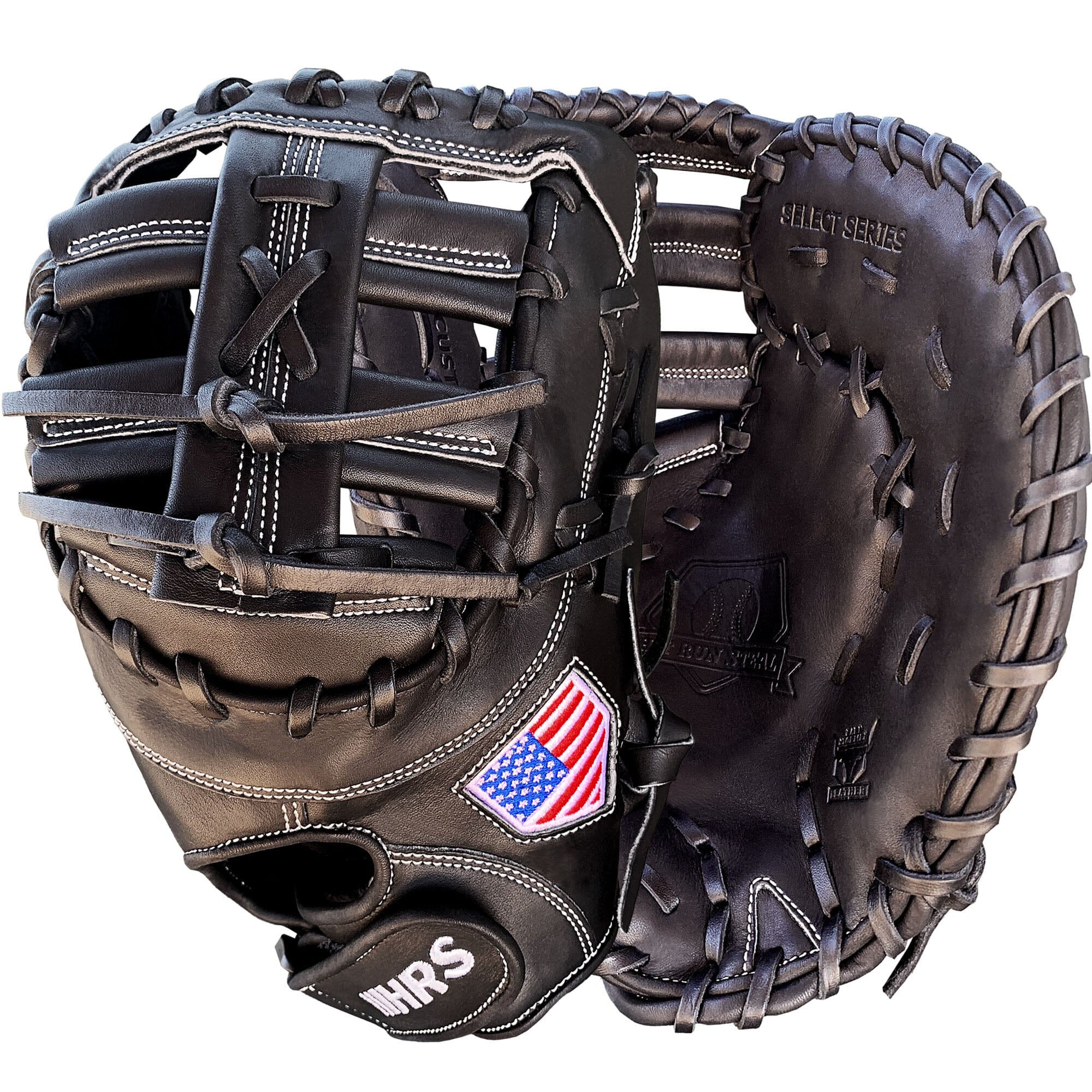 13 Softball First Base Mitt - Navy with White Web – Hit Run Steal