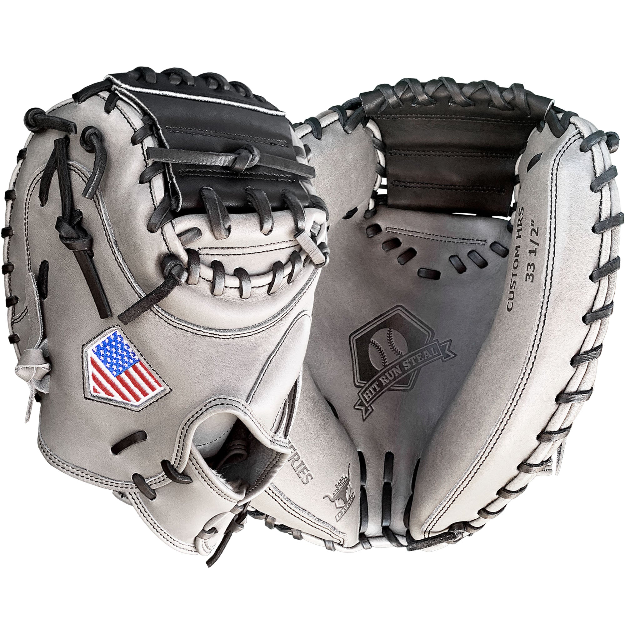 All Leather 33.5-Inch Baseball Catcher's Mitts: Hit Run Steal