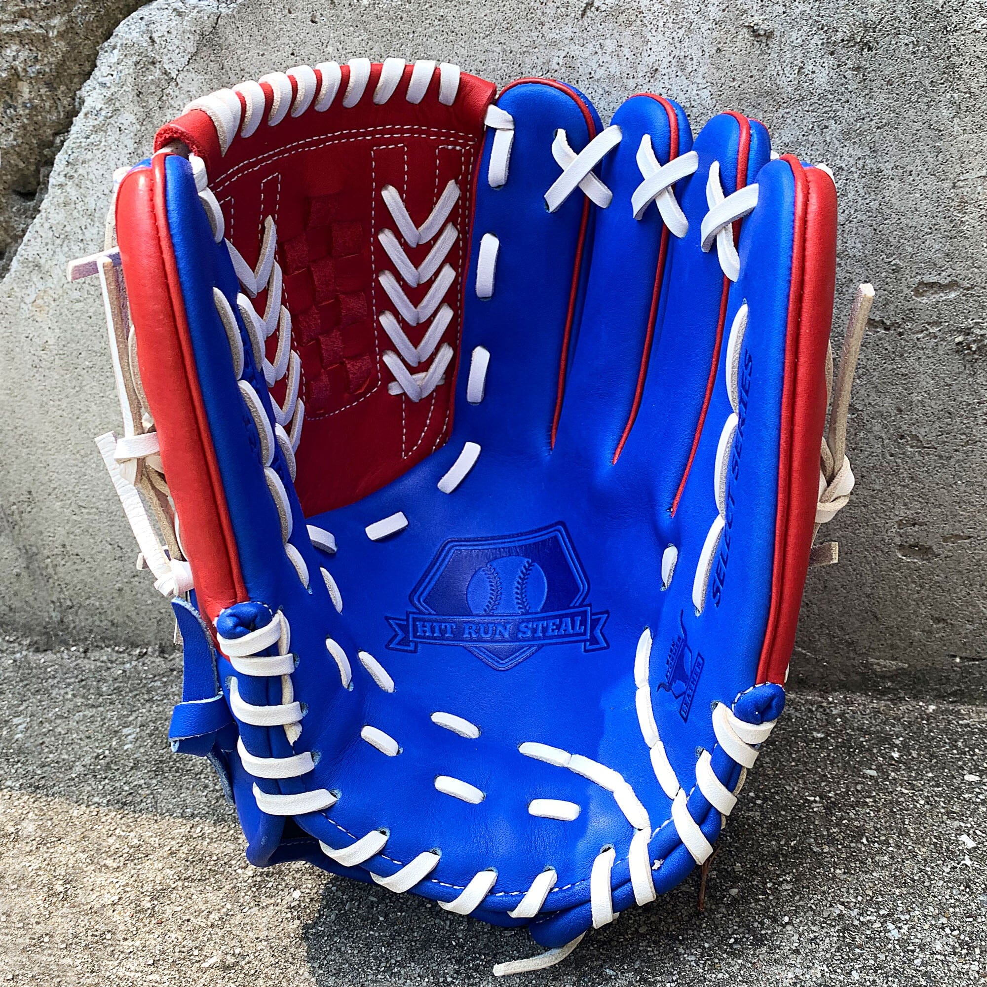 Red white and blue best sale softball glove