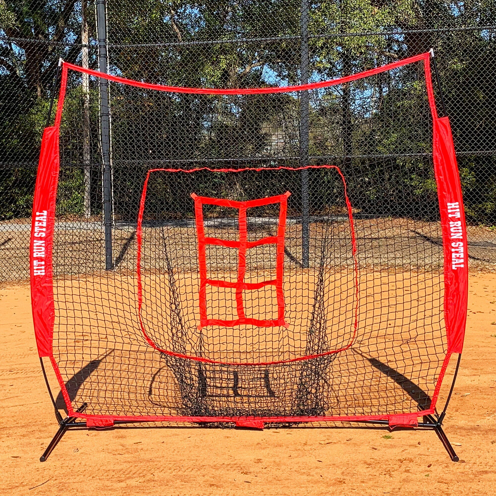 Baseball/Softball Hitting Net + 6 Target Strike Zone – Hit Run Steal